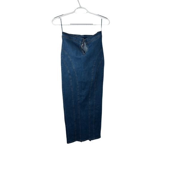 Not My Problem Maxi Denim Skirt - Dark Wash Size S (1 tooth missing from zipper) - Picture 1 of 9